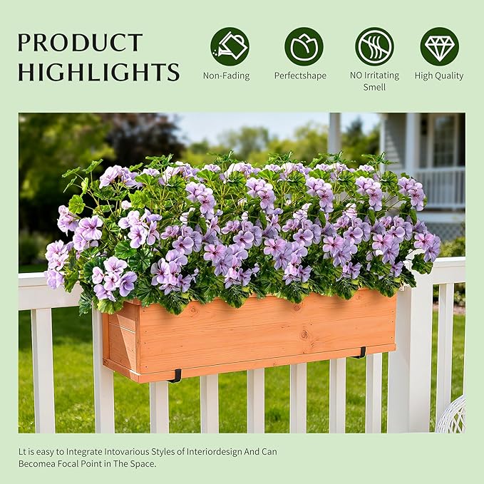 Artificial Flowers for Outdoors Artificial Geraniums for Indoor Fake Flowers 17.7In Uv Resistant Artificial Outdoor Flowers Suitable for Indoor Home Decor Outdoor Garden Decor (4PCS,Purple)