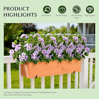 Artificial Flowers for Outdoors Artificial Geraniums for Indoor Fake Flowers 17.7In Uv Resistant Artificial Outdoor Flowers Suitable for Indoor Home Decor Outdoor Garden Decor (4PCS,Purple)