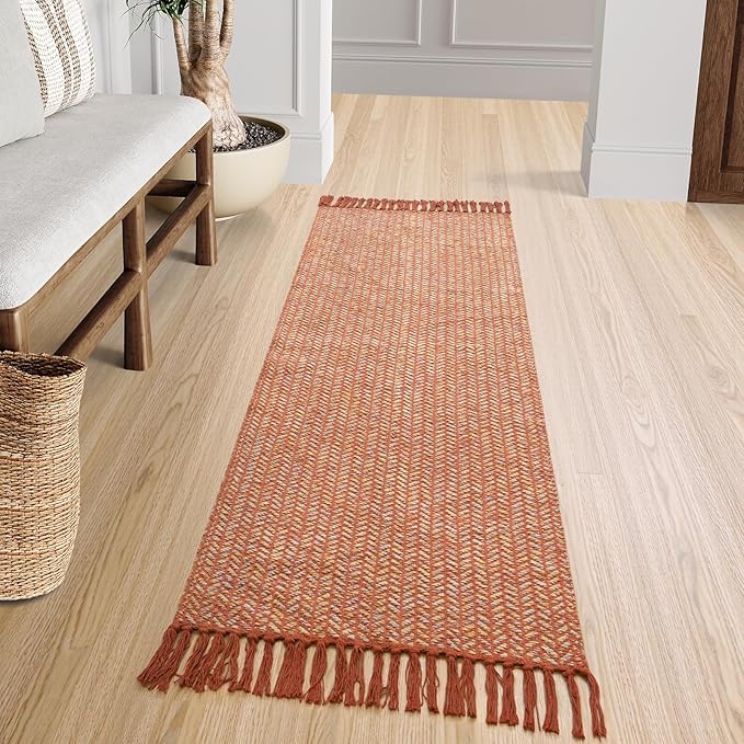 Lahome Boho Bathroom Runner, 2x6 Fall Rug Runners for Hallways Lightweight Laundry Room Rugs Washable Runner Rug with Tassels, Farmhouse Carpet Non Shedding Throw Rugs for Entryway Bedroom