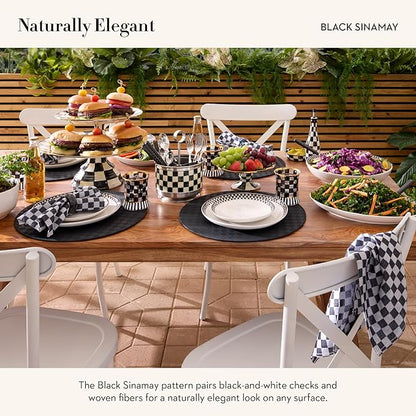 MACKENZIE-CHILDS Set of 4 Sinamay Placemats, Durable Woven Table Mats, Black