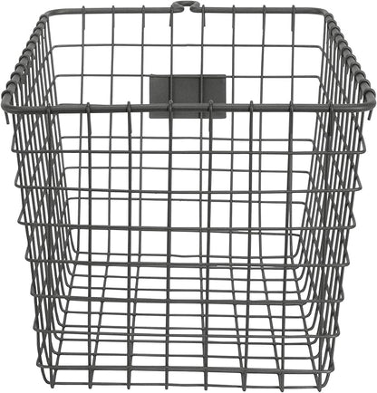 Spectrum Small Wire Basket with Label Plate Industrial Gray Square Wire Storage Basket for Kitchen Bathroom Laundry Pantry Closet Toy Under Sink Organization, Small Wire Basket Organizer for Storage