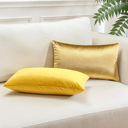 Artscope Luxury Velvet Pillow Covers Super Soft Decorative Rectangle Throw Pillow Covers Case Cushion Covers for Sofa Couch Bedroom Car Decor 12x20 Inch Shimmery Gold