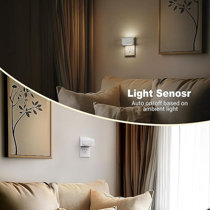 JandCase LED Night Light, [2 Pack] Night Lights Plug into Wall with Dusk to Dawn Sensor, Dimmable Plug in Night Light, Adjustable Brightness, 5000K Daylight White Nightlight for Bathroom Hallway