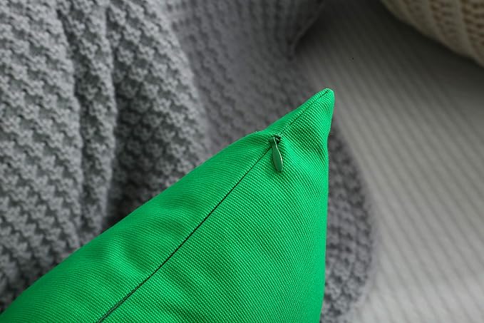 TangDepot Set of 2 Handmade Decorative Solid 100% Cotton Canvas Throw Pillow Covers/Cushion Covers, 45 Colors Available - (20"x20" 2 Pieces, Bright Green)