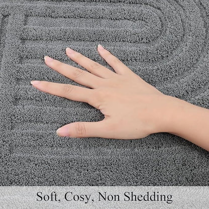 SHACOS Soft Fluffy High Low Pile Arch Pattern Area Rugs 5'3"x7'3" Non Slip Washable Modern Geometric Rug Stain Resistant Carpet for Living Room Bedroom Dining Room Nursery, Grey