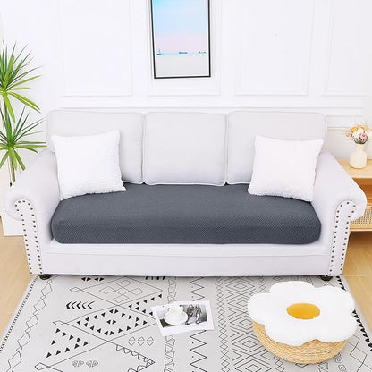 Smiry Waterproof Couch Cushion Covers, Stretch Jacquard Thick Sofa Cushion Covers, Washable Seat Slipcover Elastic Furniture Protector for Pets, Kid (Large, Grey)