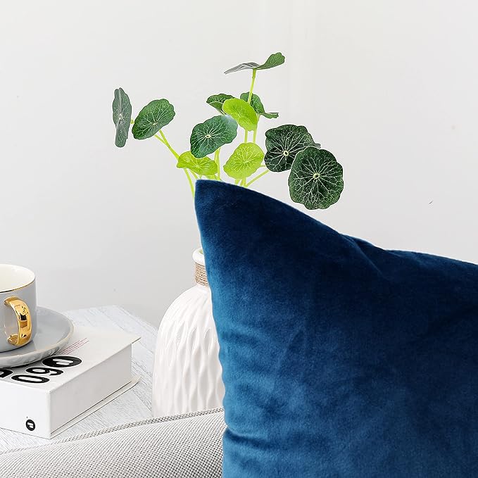 NiNi ALL Decorative Throw Pillow Covers Velvet 22x22 Inch Pack of 2 Dark Blue Cushion Covers Soft for Couch Sofa Bedroom Living Room Outdoor