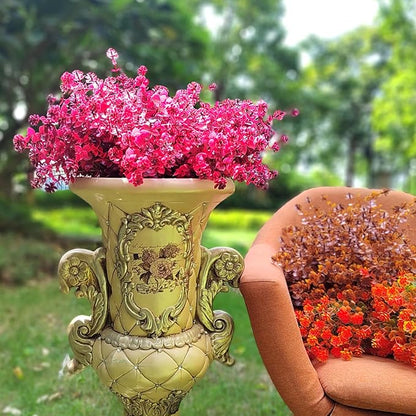 Artificial Mums Flowers Outdoor Plastic Plants - 12 Bundles Outside Face Fake Fall Flowers Greenery UV Resistant No Fade Faux Shrubs Home Garden Porch Patio Office Thanksgiving