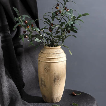 Ceramic Flower Vase with Handles, 12 inch Tall Vase for Centerpieces, Large Decorative Terracotta Vases, Farmhouse Rustic Vases for Home Decor, Living Room, Table, Neutral vase Lyeec