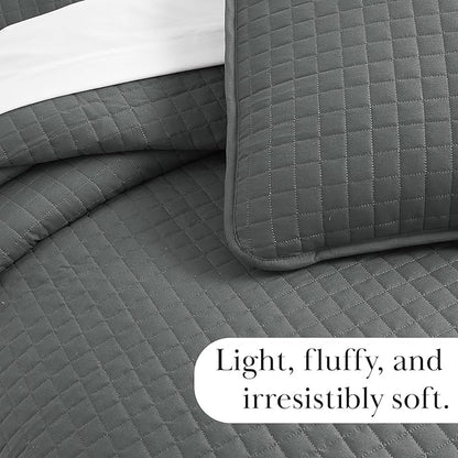 Southshore Fine Living, Inc. Summer Bedspreads, Queen Size Set, Full/Queen Quilt Bedspread with 2 Matching Pillow Shams, Soft Microfiber Lightweight Quilts Coverlet, Easy Care, Slate Grey