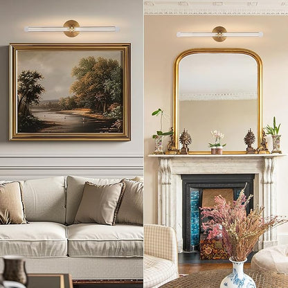 Modern Gold Crystal Picture Light for Wall Hardwired, 24 Inch Dimmable Painting Lights for Wall Art, Vanity, Over Mirror, Paintings, Living Room, Picture Frame (Includes Bulb)