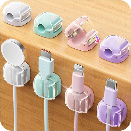 Cord Organizer 8 Pack,Cable Clips Cord Holder Clasp Strongest Adhesive Cable Organizer Phone Charger Wire Keeper Cable Management Home Office Desktop Nightstand Dorm Cute Desk Accessories,Non Magnetic