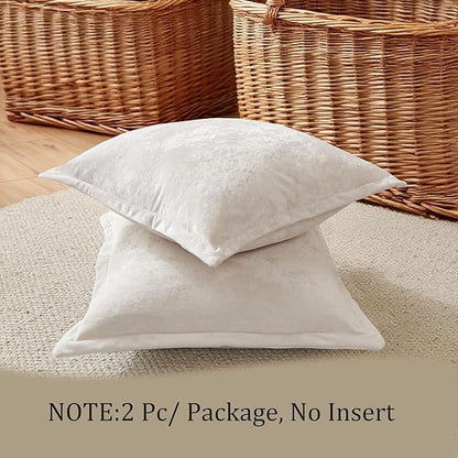 20x20 Throw Pillow Covers Set of 2 Velevt Square Cushion Cover Decorative Solid Pillowcases for Sofa Bed Chair Decor,Ivory White