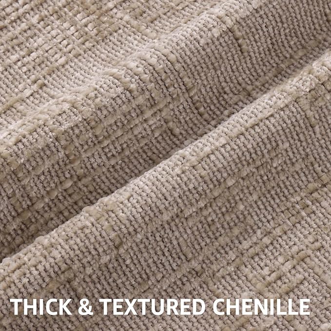 decorUhome Spring Oatmeal Chenille Throw Pillow Covers 18x18 Set of 2 Textured Slubby Couch Pillow Covers Farmhouse Accent Modern Neutral Decorative Pillow Cases for Bed Sofa Living Room