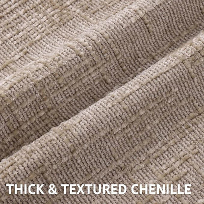 decorUhome Spring Oatmeal Chenille Throw Pillow Covers 16x16 Set of 2 Textured Slubby Couch Pillow Covers Farmhouse Accent Modern Neutral Decorative Pillow Cases for Bed Sofa Living Room