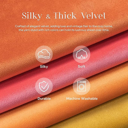Phantoscope Pack of 2 Velvet Decorative Throw Decorative Pillow Cover Soft Solid Square Cushion Case for Couch Burnt Orange 18 x 18 inches 45 x 45 cm