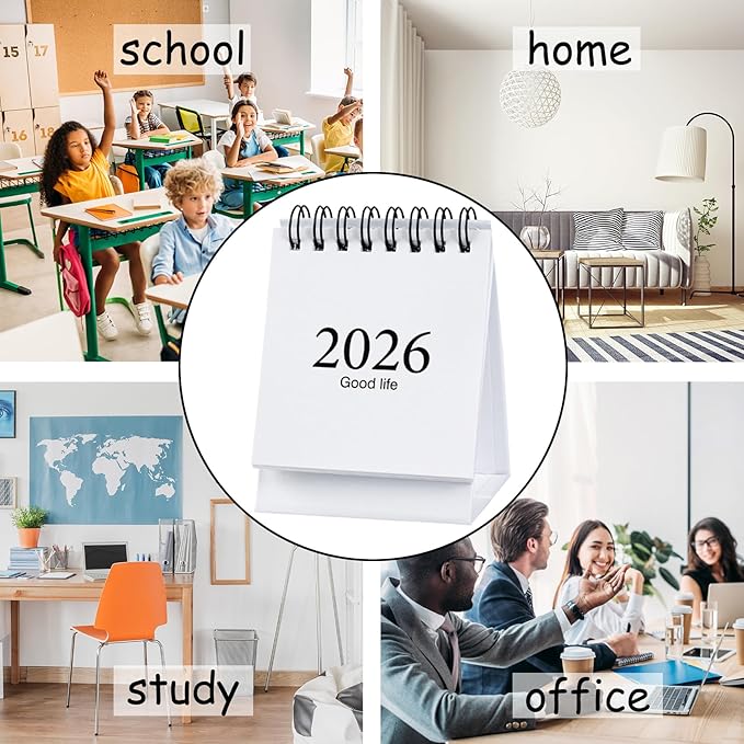 2026 Mini Desk Calendar Simple Style New Year Monthly Standing Calendar 3.9" x 3" - White (Jan. 2026 to Jul. 2027)
