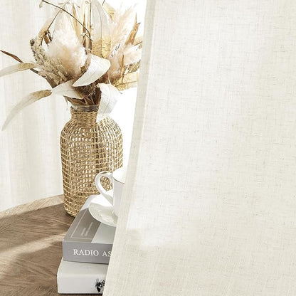Joydeco Linen Curtains 2 Panel Set, Ivory on Linen Curtains 84 Inch, Light Filtering Drapes for Living Room, 70 Inches Wide Drapes with Rod Pocket Back Tab (84" L x 70" W)
