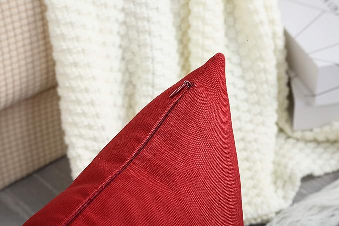 TangDepot Cotton Solid Throw Pillow Covers, 24" x 24" , Deep Red, 1 Count (Pack of 1)