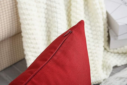 TangDepot Cotton Solid Throw Pillow Cover, 14 INCH x 14 INCH, Deep Red
