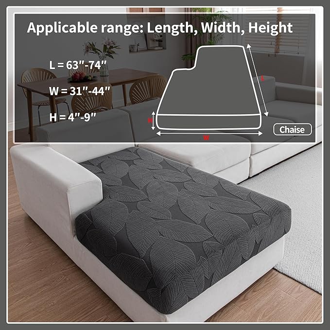 Couch Covers for Sectional Sofa, Washable Stretch Soft Sofa Cushion Covers L Shape Sofa Slipcovers Anti Slip Furniture Decor Protector for Pets (1PC L Chaise Cover,Dark Gray)