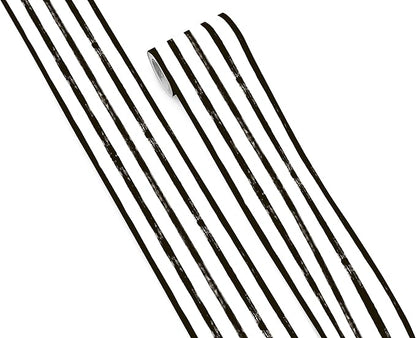FLFK Mirror Frame Border - Black and White Striped Wallpaper Trim Peel and Stick Wall Borders Decal 4" x 240"