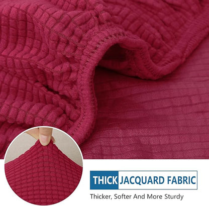 hyha Waterproof Couch Cushion Covers for Pets, Non Slip Sofa Seat Cover for Dogs Washable, Soft Thick Stretch Jacquard Fabric, Sofa Slipcovers with Elastic Bottom (2 Pieces, Wine Red)