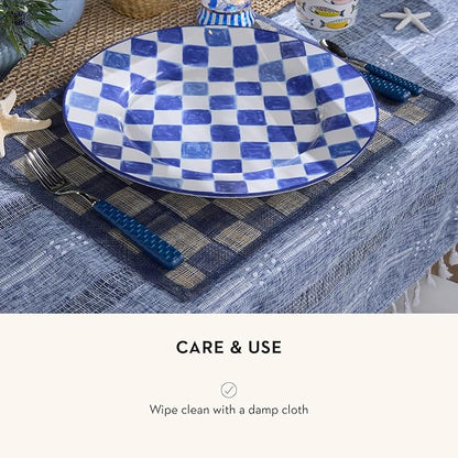 MACKENZIE-CHILDS Set of 4 Sinamay Placemats, Durable Woven Table Mats, Navy
