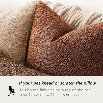 Foindtower Decorative Textured Boucle Throw Pillow Covers Accent Solid Lumbar Pillow Cases Neutral Soft Cozy Couch Cushion Case for Chair Sofa Bedroom Living Room Home Decor 12x20 Inch,1PC,Red Taupe