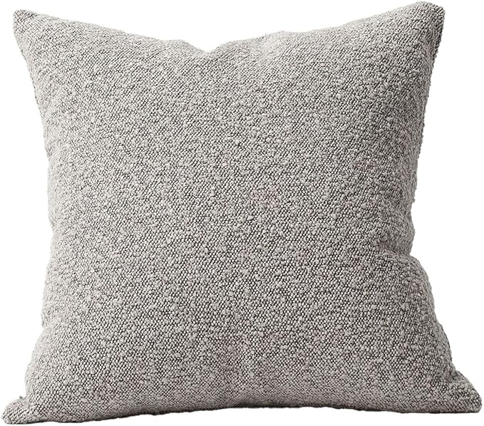 DOMVITUS Luxury Decorative Throw Pillow Cover 18 x 18 Inch Textured Boucle Square Sofa Couch Pillow for Living Room Woven Accent Cushion Case, 1PC, Sand Grey