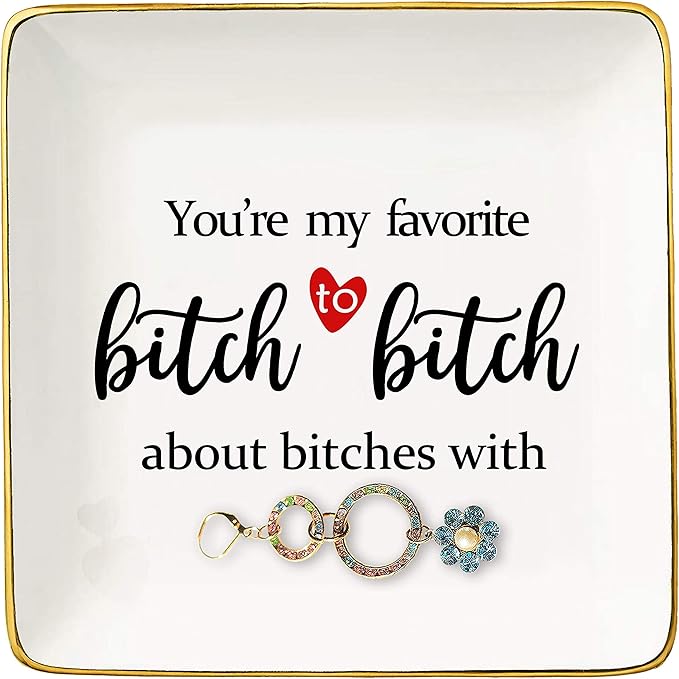 Topthink You Are My Favorite Ceramic Jewelry Holder Ring Dish Trinket Tray Funny Friendship Gift for Women - Gifts for Best Friends, BFF, Besties, Co-worker - Birthday, Christmas