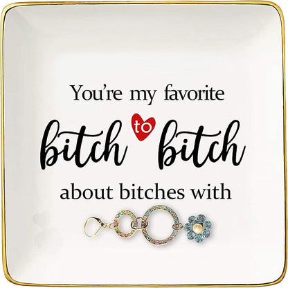 Topthink You Are My Favorite Ceramic Jewelry Holder Ring Dish Trinket Tray Funny Friendship Gift for Women - Gifts for Best Friends, BFF, Besties, Co-worker - Birthday, Christmas