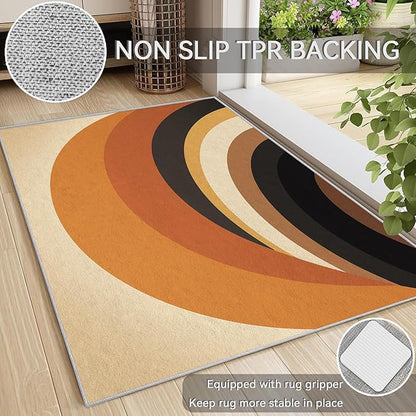 Abstract Rugs for Living Room 8x10 - Abstract Rainbow Rug, 8x10 Rug, Swirl Geometric Area Rug & Room Decor, Retro Boho Carpet & Home Decor, Washable Non Slip Anti Skid Rugs
