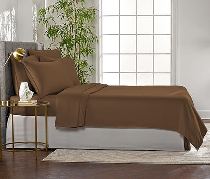Pure Bamboo King Sheets, Genuine 100% Organic Viscose Derived from Bamboo Bed Sheet Set, Luxuriously Soft & Cooling, Double Stitching, 2 Year Quality Promise (King, Coconut Husk)