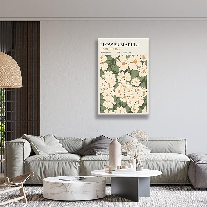 Zzuyi Flower Market poster Decor Green And White Fresh Art poster Canvas poster for Living Room, Bed Room, Office Home Decoration Gift- 16X24 In Unframed