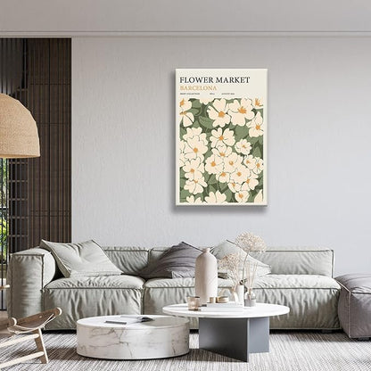 Zzuyi Flower Market poster Decor Green And White Fresh Art poster Canvas poster for Living Room, Bed Room, Office Home Decoration Gift- 16X24 In Unframed