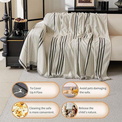 Boho Non Slip Covers Sofa Covers for 3 Cushion Chenille Dog Pet Couch Protector Washable L Shaped Sofa Cover ﻿ (Dark Grey, 91"*118")