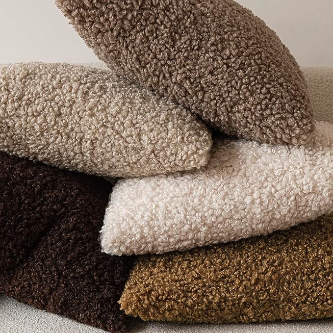 Foindtower 2 Pieces 26x26 Inch Dark Brown, Faux Fur Throw Pillow Cover Accent Sherpa Furry Pillow Covers Fuzzy Soft Pillowcases Cozy Sheepskin Decorative Fleece Cushion Case for Bed Couch Living Room