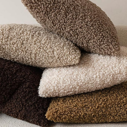Foindtower 2 Pieces 26x26 Inch Dark Brown, Faux Fur Throw Pillow Cover Accent Sherpa Furry Pillow Covers Fuzzy Soft Pillowcases Cozy Sheepskin Decorative Fleece Cushion Case for Bed Couch Living Room