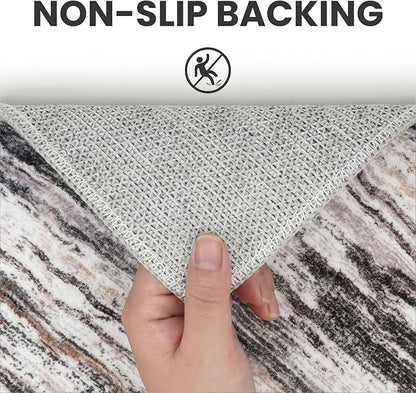 2x3 Modern Abstract Rug for Entryway, Grey Brown Super Soft Small Area Rug, Washable Non-Slip Kitchen Rugs, Low-Pile Mat for Kitchen, Bedside, Indoor Door Mat