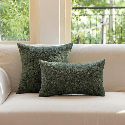 GEEORY Decorative Throw Pillow Covers 26x26 Inch Pack of 2,Textured Boucle Neutral Cushion Cases for Bed Couch Sofa, Accent Mordern Farmhouse & Minimalist Home Decor (Olive Green) GE05-26