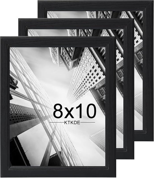 KTKDE 8x10 Picture Frame Set of 3,black Wooden frames, Vertical & Horizontal Wall Hanging for Wall or Tapletop Display,Studio Gallery Photo Frame for Photos, Posters & Art Prints