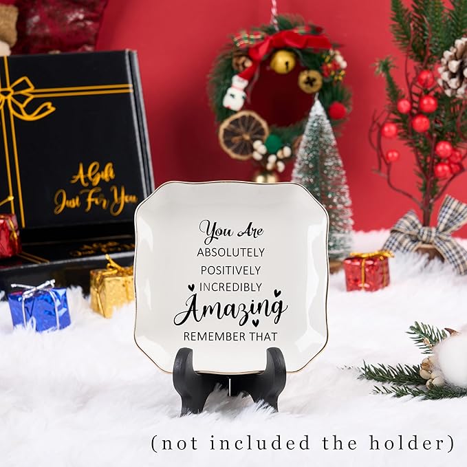 Birthday Gifts for Women Ring Jewelry Dish Tray, You Are Amazing Gifts for Women Friend Coworker Mom Sister Teacher Retirement Thank You Cheer Up Inspirational Encouragement Gift for Woman