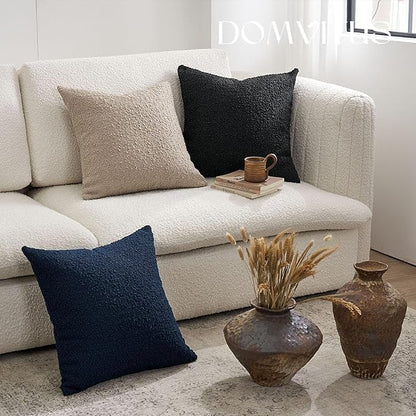 DOMVITUS Boucle Pillow Cover 18x18, Decorative Couch Pillows for Living Room, Bedroom, Chair, Sofa - Soft Accent Cushion Case, 1PC, Oatmeal