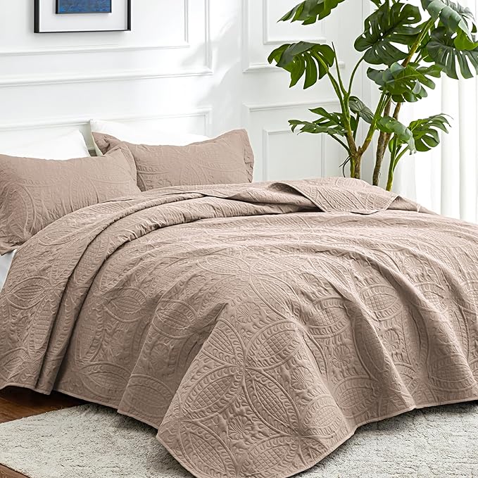 Love's cabin Twin Quilt Set Burlwood Bedspreads Bedding Set - Soft Bed Lightweight Bedspread Comforter - Modern Style Coin Pattern Coverlet for All Season - 2 Pieces (1 Quilt, 1 Pillow Sham)