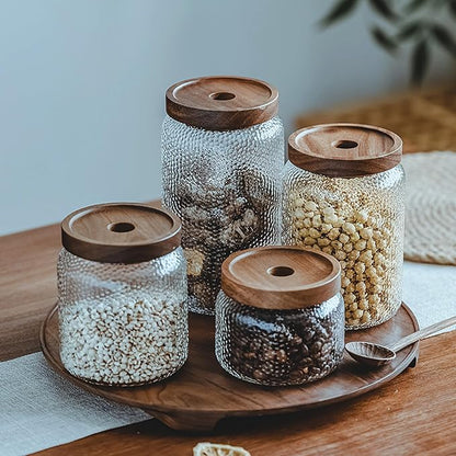 Viovian Glass Coffee Jars With Lids 51 oz Clear Jar With Wood Lid Decorative Glass Storage Jars Container Canister for Food Sugar Coffee Bean Candy Cookie 1500ml