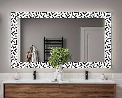 FLFK Black and White Design Wallpaper Border - Peel and Stick Wall Paper, Self Adhesive Removable PVC Borders Sticker, Modern Waterproof Trim for Home Decor, 5" x 240"