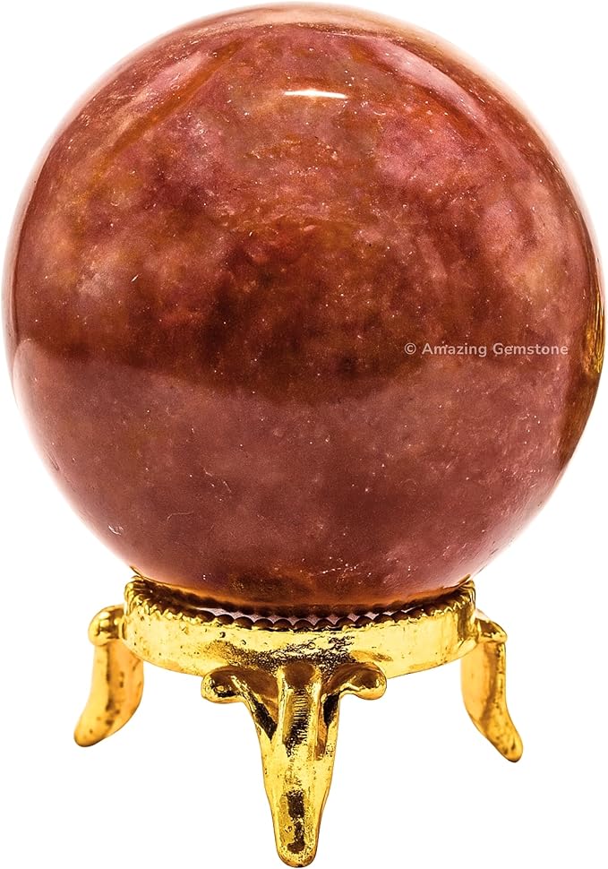 Amazing Gemstone Strawberry Quartz Crystal Ball with Stand - 1.5 Inches Crystal Sphere Meditation Balls for Witchcraft and Decorative Balls