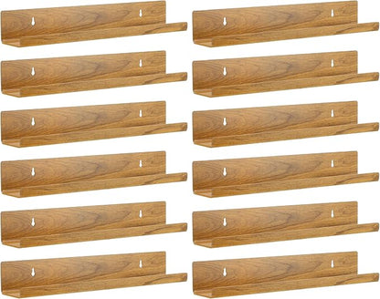 Blulu 12 Packs 14 Inch Acrylic Floating Shelf Wall Mounted Invisible Acrylic Shelf Ledge Kids Floating Bookshelf for Living Room Office Bedroom Bathroom Kitchen Decoration Space Save (Dark Brown)