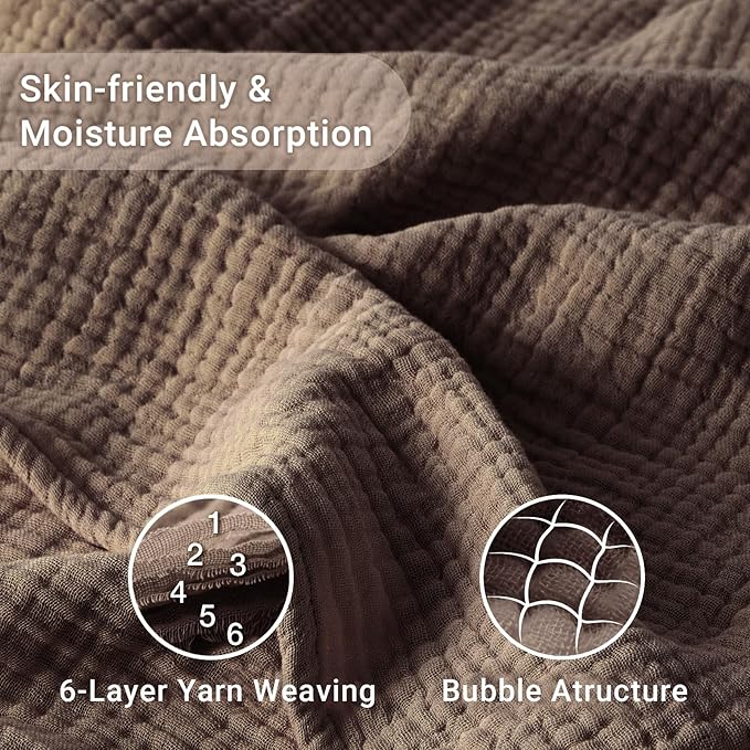 100% Cotton Muslin Blanket 40" x 40", Breathable and Lightweight Cotton Throw Blankets, Soft Cooling Summer Gauze Blanket for All Season, Tan